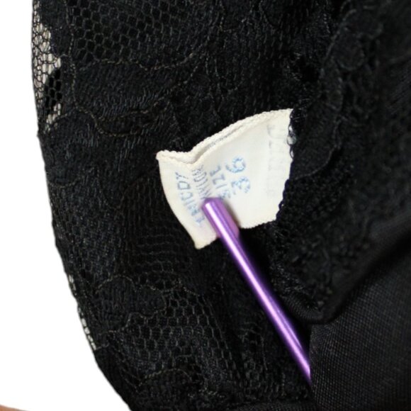 Vintage Vanity Fair Black Slip Size 36 Nylon Lace Bodice Trim Adjustable SP74 - Picture 10 of 10